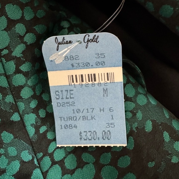 Caroline Rose Vintage Party Jacket Blue Green Black Dot Open Front Size Medium - Picture 9 of 10